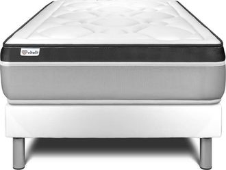 VITALIT Somier blanco + colch&oacute;n con espuma viscoel&aacute;stica 120 x 190