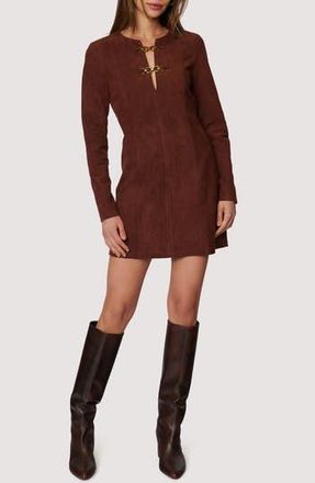 Lost + Wander Fall Enchantment Long Sleeve Faux Suede Minidress in Chocolate at Nordstrom Rack, Size X-Small