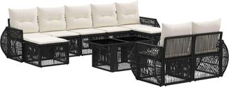 vidaXL Conjunto De Sof&aacute;s De Jard&iacute;n 10 Uds. Negro Y Blanco Crema Vidaxl