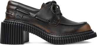 Camper Pix London leren bootschoenen met plateauzool - Zwart