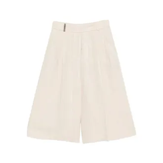 PESERICO Peserico, Long Shorts, female, Beige, Size: XL Front-Pleat Shorts
