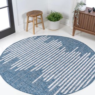 Jonathan Y Designs Zolak Berber Stripe Geometric Indoor/Outdoor Round Area Rug