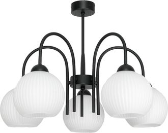 OEM L&aacute;mpara De Techo Colgante Negra Con Pantalla De Cristal Blanco, Rollo De 15-260