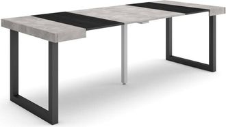 Skraut Home Consolle allungabile, Tavolo consolle allungabile, 220, Per 10 persone, Gambe in legno, Stile moderno, Grigio Cemento - Skraut Home