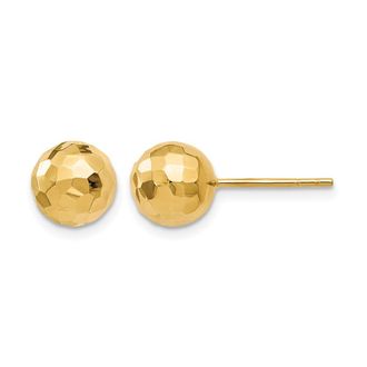 Diamond2Deal 14K Yellow Gold Polished Faceted Ball Shape Stud Earrings