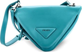 Prada Triangle Convertible Zip Handbag Leather Small crossbody bag - Groen