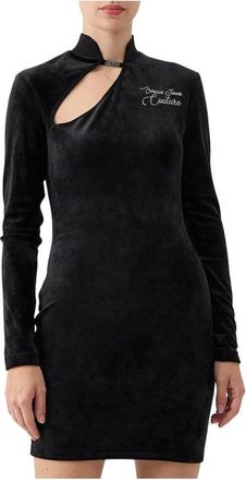 Versace Jeans Couture Korte Fluwelen Jurk - Dames - Korte kleedjes - Zwart - XS - Katoen - Kleedjes