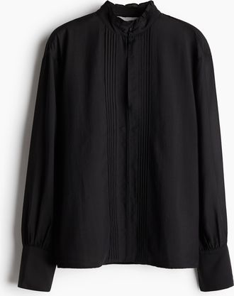 H&M Zarte Bluse mit Biesen - Schwarz