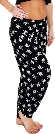 Generic Women Ladies Floral Skull Printed Full Length Loose Fit Harem Ali Baba Trousers Casual Stretchy Baggy Boho Hippy Leggings Bottoms Plus Size 2XL, Skull