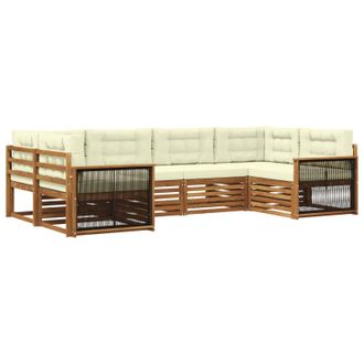 vidaXL Conjunto De Sof&aacute;s De Exterior Con Coj&iacute;n 6 Pcs Natural Y Crema Vidaxl