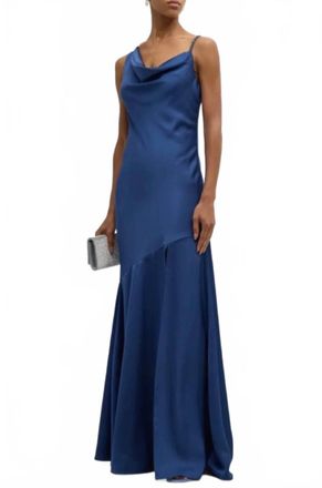 Sachin & Babi Lucy Beaded Cowl-Neck Gown In Indigo