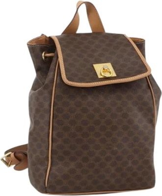 Celine Pre-owned Macadam Canvas Rugzak - Dames - Vintage Rugzakken - Bruin - ONE Size - Leer - Vintage