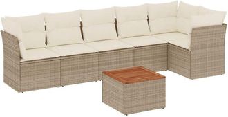 vidaXL Vidaxl - Set Sof&aacute;s De Jard&iacute;n 7 Piezas Y Cojines Rat&aacute;n Sint&eacute;tico Beige