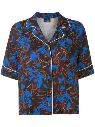 Marcelo Burlon floral half-sleeve shirt - women - Polyester - S - Black