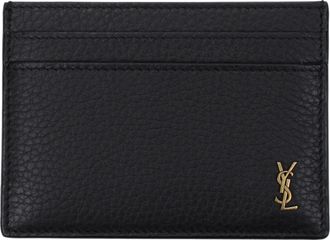 Saint Laurent Tiny Cassandre Damens Dokumentenhalter aus Leder, Schwarz