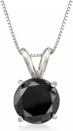 Ross-Simons Black Diamond Solitaire Necklace in 14kt White Gold