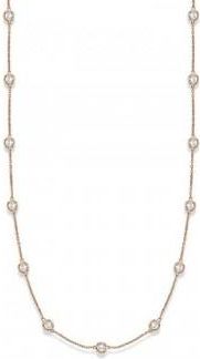 Allurez 36 inch Long Lab Grown Diamond Station Necklace Strand 14k Rose Gold (2.00ct)