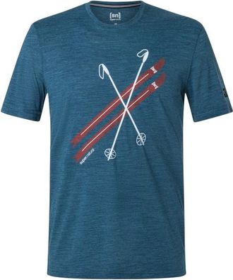 super.natural Kryssede Ski Tee Merinoshirt f&uuml;r Herren | blau