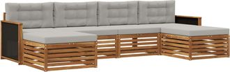 vidaXL Conjunto De Sof&aacute;s De Exterior 6 Uds. Natural Y Gris Claro Vidaxl