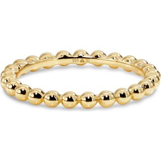 Devata Beaded Ball Ring in Gold Plated Sterling Silver, 2mm in Yellow Gold at Nordstrom, Size 7