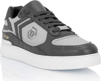 Philipp Plein Low-Top Pit-$Top Deer Leather Unisex in Darkgrey at Nordstrom, Size 43