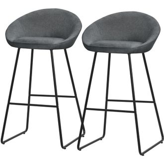 ML Design ML-Design Set 2 Sgabelli da Bar Antracite, Rivestimento in Tessuto, 75 cm, con Struttura in Metallo, Schienale Curvo, Poggiapiedi, Poltrone