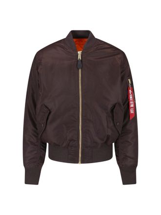 Alpha Industries Brown Nylon Reversible MA-1 Bomber Jacket