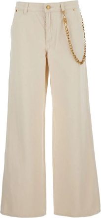 Michael Kors Relaxte Wide-Leg Jeans - Dames - Wijde Broeken - Beige - S - Katoen - Broeken
