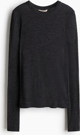 H&M Feinstrick-Shirt aus Wolle - Schwarz