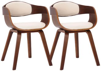 Clp Clp - Set De 2 Sillas De Sal&oacute;n Kingston En Polipiel Nogal/crema