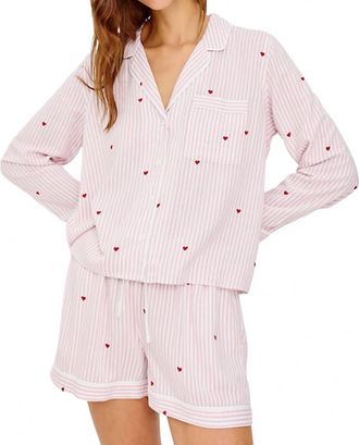 Rails Womens Kellen Pajama Set In Rose Stripe Hearts