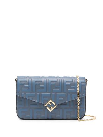 Fendi FF Diamonds clutch bag - women - Calf Leather - One Size - Blue