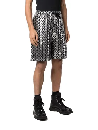 Valentino Monogram High-Shine Shorts - Black