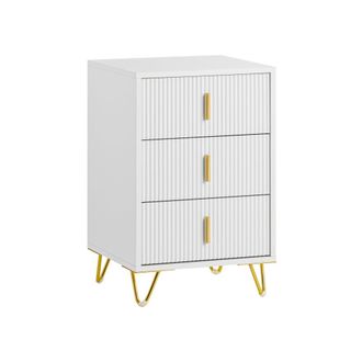 SoBuy Mesita de noche mesa auxiliar con 3 cajones blanco