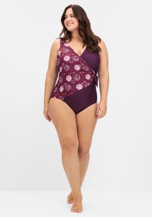 Sheego Badeanzug SHEEGO BY JOE BROWNS, Damen, Gr. 40, Cup B, lila (beere, gemustert), Elasthan, Polyamid, Badeanz&uuml;ge Badeanzug