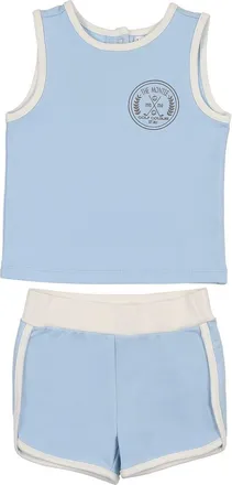Maniere Kids Montee Golf Course Cotton Blend Tank & Shorts Set in Baby Blue at Nordstrom, Size 12M