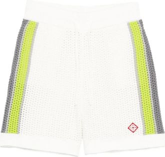 Casablanca Casual Shorts, male, White, Size: L Stripe Crochet Shorts