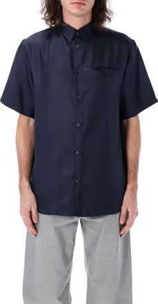 Prada Blue Short Sleeves Silk Shirt