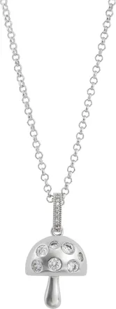 Savvy Cie Jewels MODERN MUSHROOM PENDANT BURNISHED WHITE CZ PENDANT NECKLACE