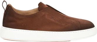 Santoni Schoenen, Heren, Bruin, 42 EU, Nubuck Sneaker voor Heren