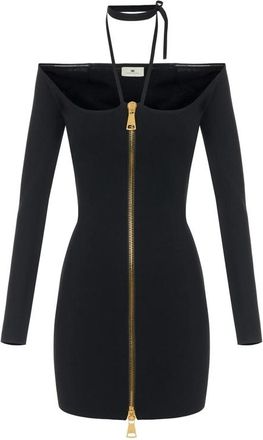 Elisabetta Franchi Mini Dress In Knit Fabric With Ties