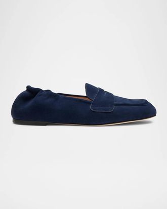Stuart Weitzman Bryant Elasticized-Back Suede Loafers