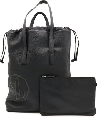Louis Vuitton Noir Leather Shoulder Bag Tote Bag (Pre-Owned)