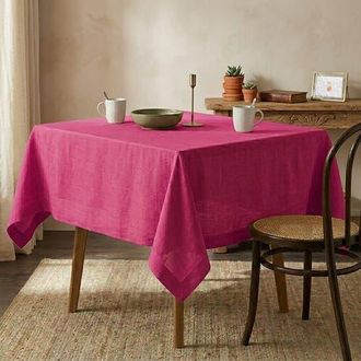 Solino Home Linen Table Throw, 52 x 52 Inch for Dining Table, Holiday and Everyday Table Decor - Diana Medium Weight in Festive Fuchsia at Nordstrom