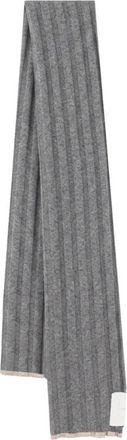 Brunello Cucinelli Cashmere Rib Knit Sjaal - Heren - Wintersjaals - Grijs - ONE Size - Kasjmier - Accessoires