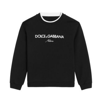 Dolce & Gabbana Crew Neck Fleece Sweatshirt with Embroidery - male - Dolce & Gabbana - Kids Sweatshirts - Blue - 10 Y - Kids