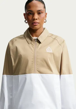 Nike Womens Nike Sportswear Oversized Poplin 1/2-Zip Jacket in Brown | IV4976-297