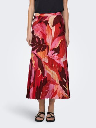 Only Plisseerock ONLY ONLALMA LIFE POLY PLISSE SKIRT AOP, Damen, Gr. 34, braun (russet braun aop:689 leafy charm), Web, Obermaterial: 100% Polyester, bedru