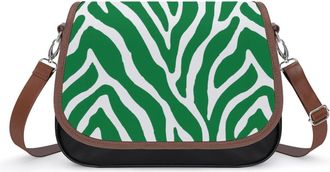 Generic Green Zebra Stripes Fashion Womens Crossbody Bags Novelty Handbag Shoulder Bag Purse