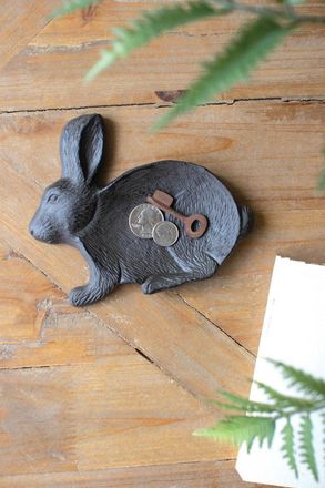 Kalalou Cast Iron Easter Rabbit Trinket Tray